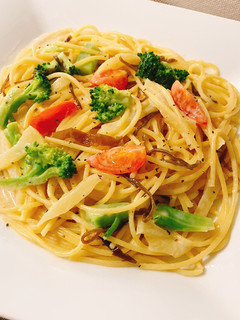 たくあんと塩昆布のクリームパスタ-レシピのメイン写真