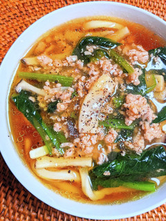 小松菜と豚ひき肉のあんかけうどん-レシピのメイン写真
