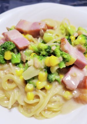 簡単! 水浸けパスタのクリームソース-レシピのメイン写真