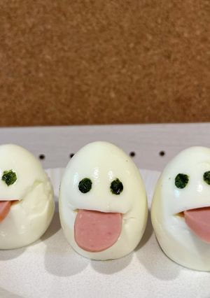 簡単ハロウィンデコゆでたまごオバケ-レシピのメイン写真