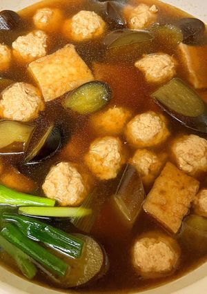 肉だんごとなす、揚げ豆腐煮-レシピのメイン写真
