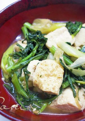 *春菊と焼き豆腐のつゆたっぷり煮-レシピのメイン写真