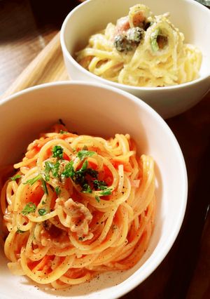 レンジだけ！簡単2種パスタめちゃうま-レシピのメイン写真