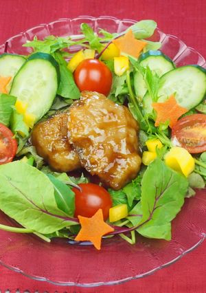 照焼チキンサラダ～クリスマスリース風～-レシピのメイン写真