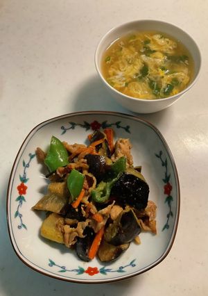 野菜の味噌炒め、中華スープ-レシピのメイン写真