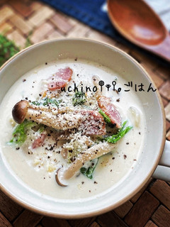 豆乳で作る♪♪カルボナーラ風スープ-レシピのメイン写真