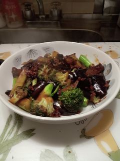 茄子とブロッコリーと挽肉の味噌炒め.-レシピのメイン写真