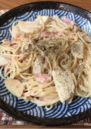 スパゲティ・里芋のクリームソース煮-レシピのメイン写真