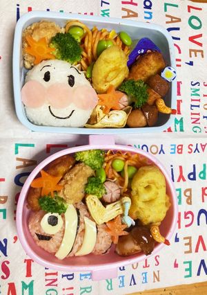 2歳アンパンマン、6歳クマノミ　お弁当-レシピのメイン写真