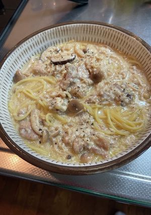 なめ茸きのこチキン和風クリームスープスパ-レシピのメイン写真