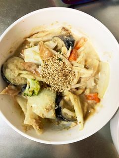 レンジ肉無チクワきな粉梅ソース味野菜炒め-レシピのメイン写真