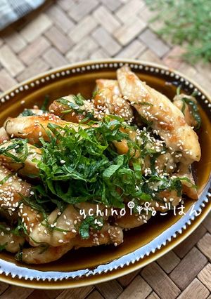 大葉たっぷり♪♪鶏むね肉の梅しそ炒め-レシピのメイン写真