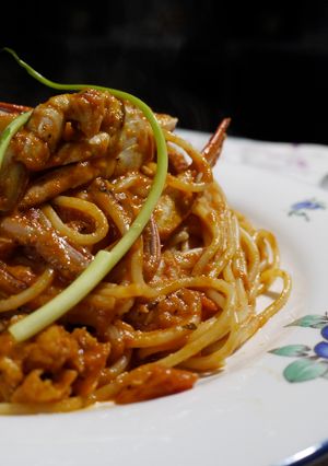 ワタリガニのトマトクリームパスタ-レシピのメイン写真