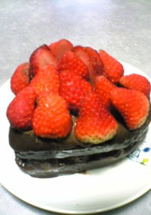 苺のお花でWチョコケーキ☆-レシピのメイン写真