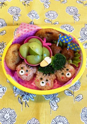 幼稚園年少　リス三兄弟お弁当-レシピのメイン写真