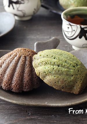 米粉で作る★マドレーヌ〈抹茶•ほうじ茶〉-レシピのメイン写真