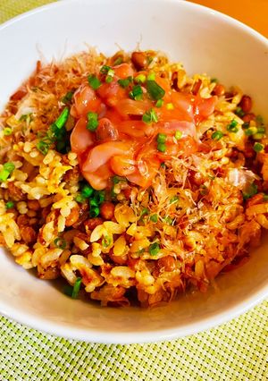 胡麻油香る！パラパラ納豆炒飯×烏賊の塩辛-レシピのメイン写真