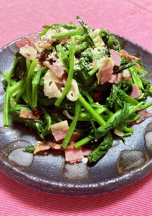 ほうれん草のベーコン舞茸ガーリックあえ-レシピのメイン写真