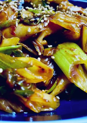 白ネギと椎茸の赤味噌炒め-レシピのメイン写真