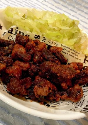 牛肉で【クジラ立田揚げケチャップ】もどき-レシピのメイン写真