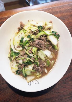 牛すじひき肉と根菜のあっさり蜂蜜醤油煮-レシピのメイン写真