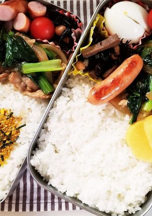 豚肉小松菜炒め弁当(11.6)-レシピのメイン写真