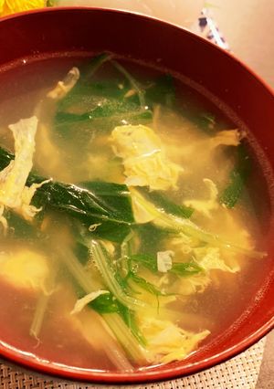 水菜のふんわりかき卵スープ-レシピのメイン写真