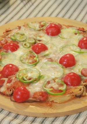 阿蘇の野菜たっぷり！ピザ風シイタケ-レシピのメイン写真