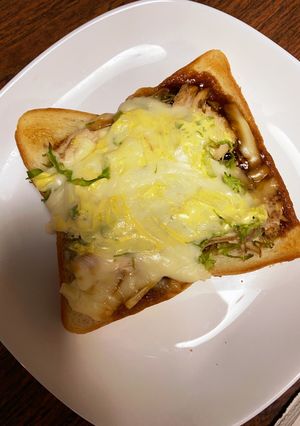 和風サラダチキンのお好み焼き風トースト-レシピのメイン写真