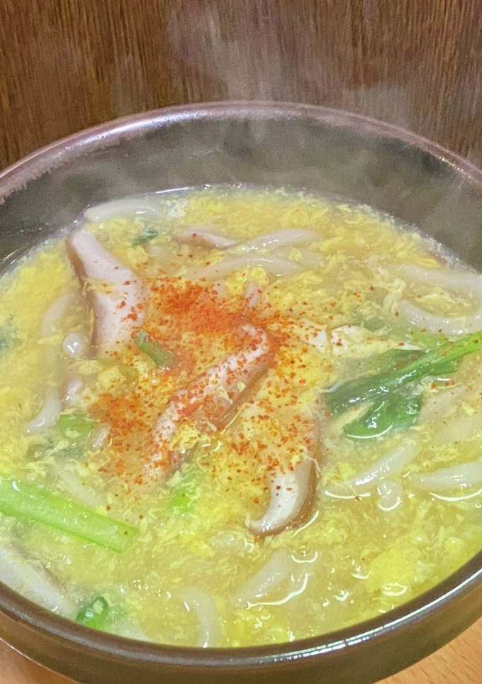 小松菜と椎茸のあんかけ卵とじうどん-レシピのメイン写真