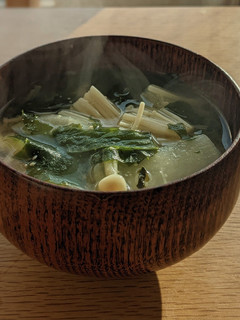 一人暮らしʕ·ᴥ·ʔえのき味噌汁-レシピのメイン写真