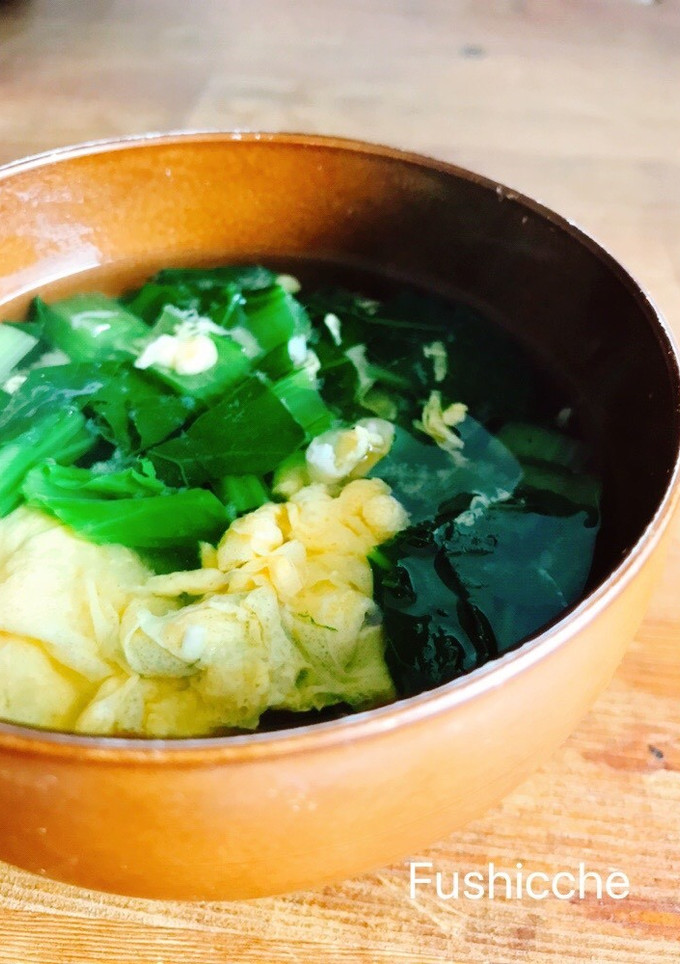 我が家の定番♡小松菜卵のお味噌汁-レシピのメイン写真