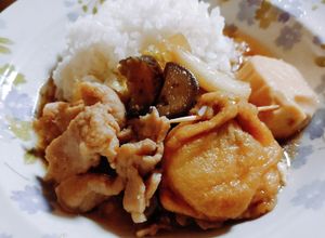 豚しょうが焼き用肉使用☆すき焼風丼-レシピのメイン写真