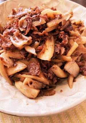 牛肉とごぼうとれんこんのしぐれ煮-レシピのメイン写真