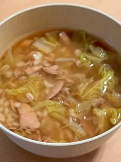 もち麦ご飯で!白菜とツナの和風スープご飯-レシピのメイン写真