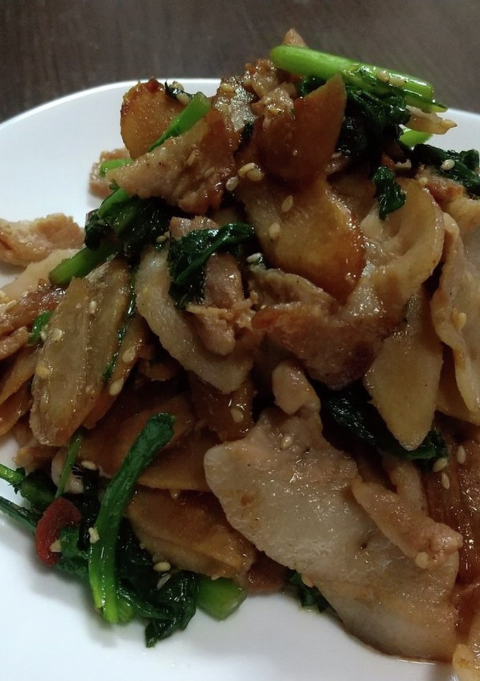 ごぼうと豚バラ肉のごま炒め-レシピのメイン写真
