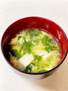 豆腐 水菜 かきたま味噌汁^^-レシピのメイン写真