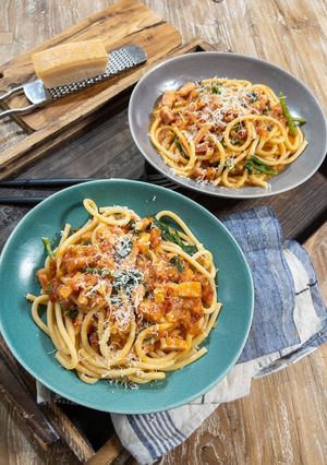 ベーコンとほうれん草トマトクリームパスタ-レシピのメイン写真