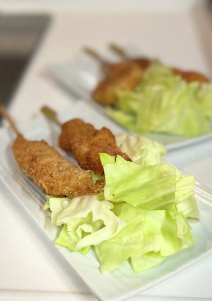 串揚げの添え物キャベツは大きめザク切り!-レシピのメイン写真