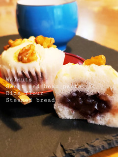 クルミあずき餡たっぷり最高♡米粉蒸しパン-レシピのメイン写真
