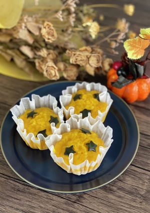 皮までかわいい!かぼちゃの蒸しパン-レシピのメイン写真