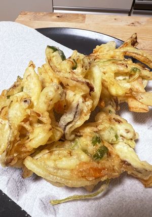 菊芋ほくほく☆三つ葉と海老の簡単かき揚げ-レシピのメイン写真