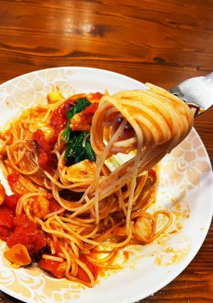 辛いの好きのガーリックトマトパスタ-レシピのメイン写真