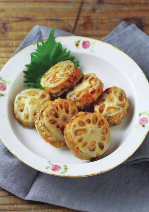 ノンフライクッカーで簡単蓮根のはさみ焼き-レシピのメイン写真