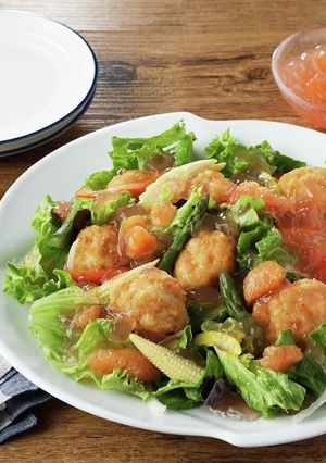 簡単！唐揚と野菜のサラダ・柑橘ジュレ仕立-レシピのメイン写真
