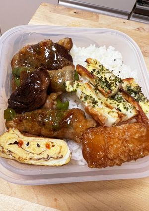 豚しゃぶ肉で野菜巻き巻き☆マヨちくわ弁当-レシピのメイン写真
