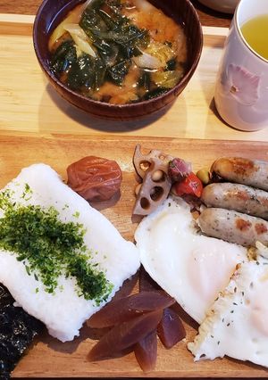 青のりご飯と目玉焼きソーセージランチ-レシピのメイン写真
