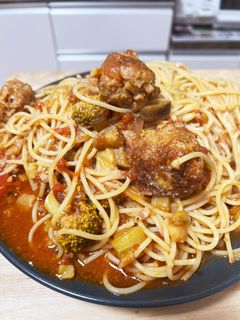 ごろごろミートボール☆トマトスパゲッティ-レシピのメイン写真