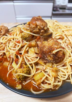 ごろごろミートボール☆トマトスパゲッティ-レシピのメイン写真