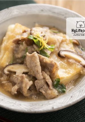 揚げない♪揚げ餅と豚肉のおろし餡かけ-レシピのメイン写真